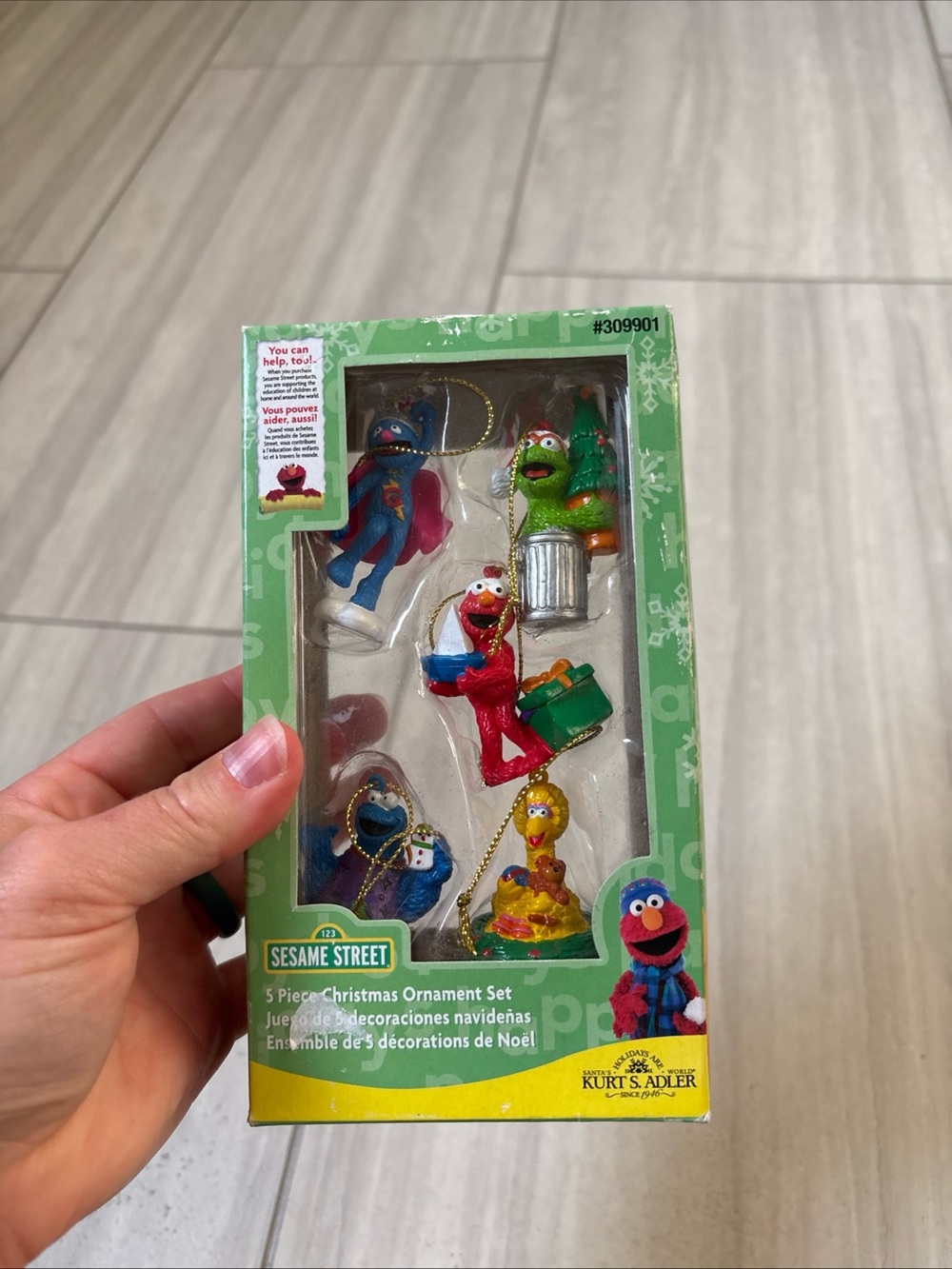 Sesame Street Kurt S. Adler 5 Piece Mini Holiday Ornament Set Elmo Cookie Oscar